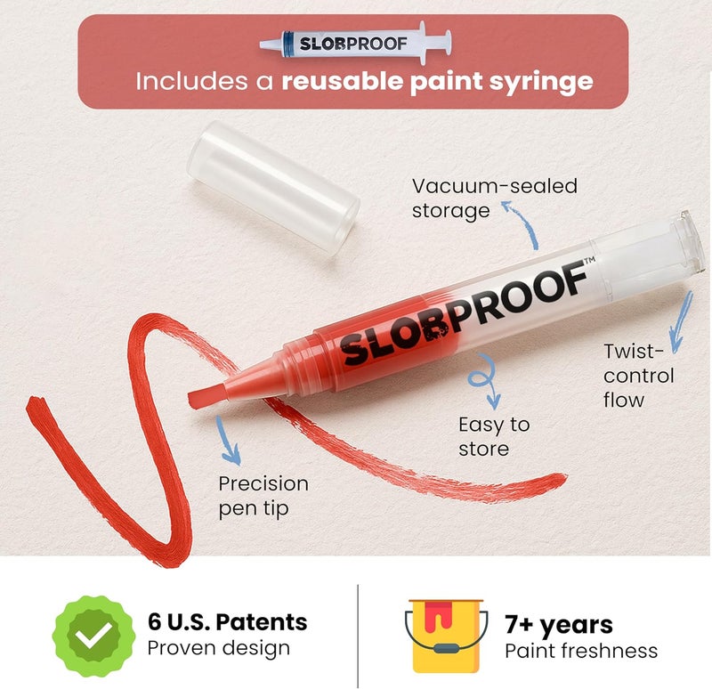 Slobproof Refillable Touch-Up Paint Pen, Mess-Free, Reusable Wall Paint Repair Tool, Precise Application, DIY Home Improvement, Furniture, Arts and Crafts, Patented Design, Easy Storage, Pack of 2 - Image 4